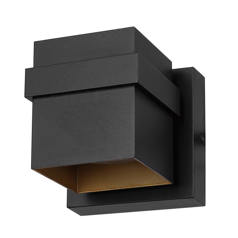 Globe Electric 11.5W LED Matte Black Outdoor Wall Sconce with Gold Interior Accent: ETL Listed, Integrated LED, Metal Body