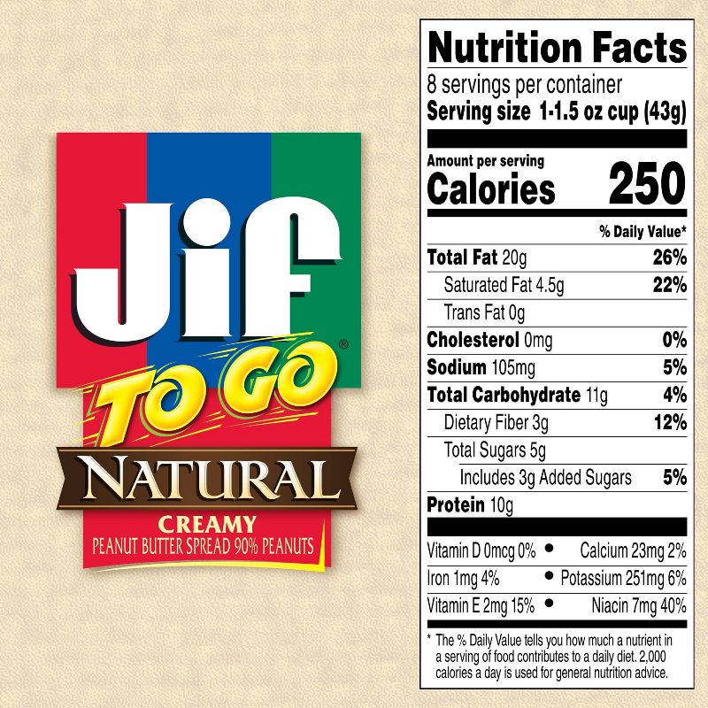 Jif To Go Natural Peanut Butter - 12oz/8ct, 6 of 8