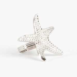 Saro Lifestyle Star Fish Design Napkin Ring, Silver (Set of 4) - 1 of 2