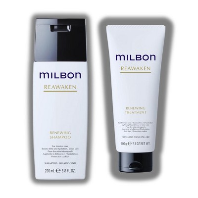 Milbon REAWAKEN Renewing Shampoo (6.8 oz) & REAWAKEN Renewing Treatment (7.1 oz) - DUO SET KIT | Made in Japan