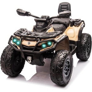 24V Licensed Can-Am Kids Ride On ATV, 2-Seater 4WD Electric ATV Car w/ Bluetooth, LED Lights, Leather Seats & 3 Speeds - 1 of 4