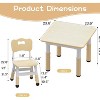 Kids Table and 4 Chairs Set with Particleboard Desktop, Height Adjustable, Anti-Slip Pad, Compact Dining Set, and Durable Desktop, Beige - 3 of 4
