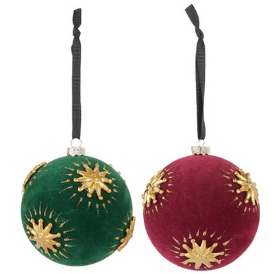 The Lakeside Collection Set of 2 Gold Starburst Ball Ornaments