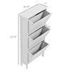 ZHUTA Narrow Shoe Storage Cabinet for Entryway with 3 Flip Drawers, Slim Shoe Rack Organizer with Louvered Doors for 6 Pairs of Shoes, White - 3 of 4
