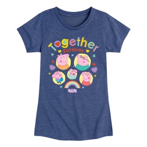 Girls' - Peppa Pig - Together Forever Fitted Short Sleeve Graphic T-Shirt - 1 of 4