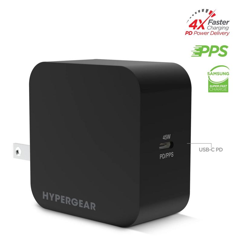 HyperGear SpeedBoost 45W USB-C PD Laptop Wall Charger with PPS, 1 of 8