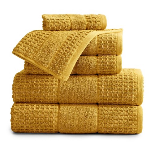 Mustard Waffle Linen Bath Towels Linen Bath Towel Set Hand Face