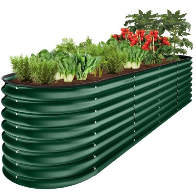 Best Choice Products 8x2x2ft Metal Raised Garden Bed, Oval Outdoor Planter Box w/ 4 Support Bars