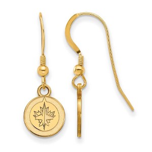 Black Bow Jewelry 14k Yellow Gold Plated Sterling Silver Winnipeg Jets NHL Dangle Earrings - 1 of 3