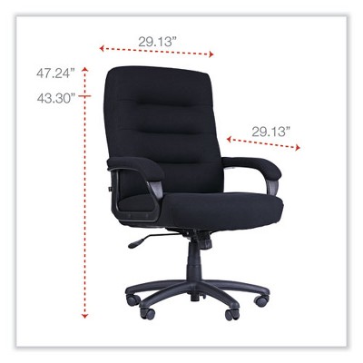 High Back Black Fabric Swivel Office Chair with Fixed Arms