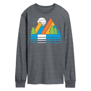 Men's - Instant Message - Retro Mountains Sunset Long Sleeve Graphic T-Shirt - 1 of 4