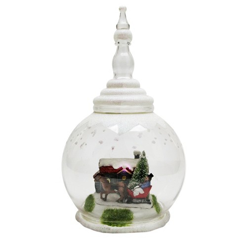 9 LED Lighted Icy Crystal Glitter Snow Globe Christmas House