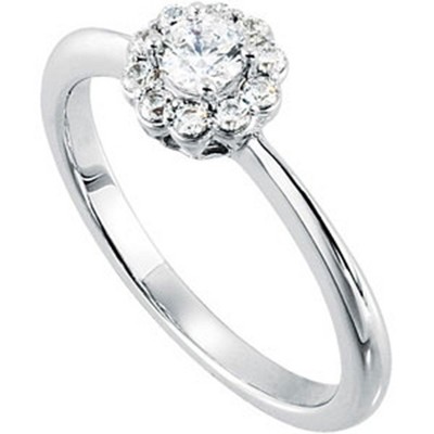 Pompeii3 1/2ct Halo Diamond Solitaire Engagement Ring 14K White Gold