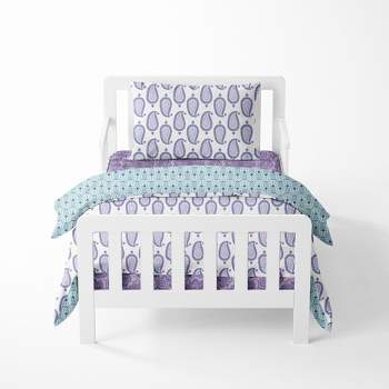 Bacati - Paisley Isabella Purple Lilac Aqua 4 pc Toddler Bedding Set
