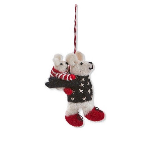 Tagltd Rustic Christmas Mama And Baby Bears With Sweater Ornament
