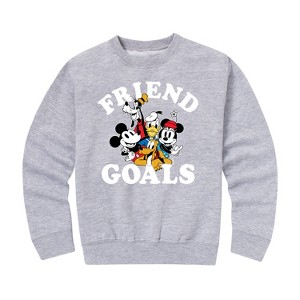 Boys' - Disney - Mickey And Friends Friend Goals Graphic Long Sleeve Fleece Sweatshirt - 1 of 4