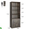 Farmhouse-Industrial Freestanding Bookshelf - 71.4"H Gray Wash Storage with Enclosed Cabinet & Open Shelves - 2 of 4