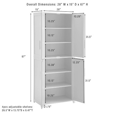 Navy Shaker-Style Tall Kitchen Storage Pantry with Adjustable Shelves