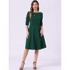 INSPIRE CHIC Women's Boat Neck Half Sleeves Midi Flared Office Dresses - 4 of 4