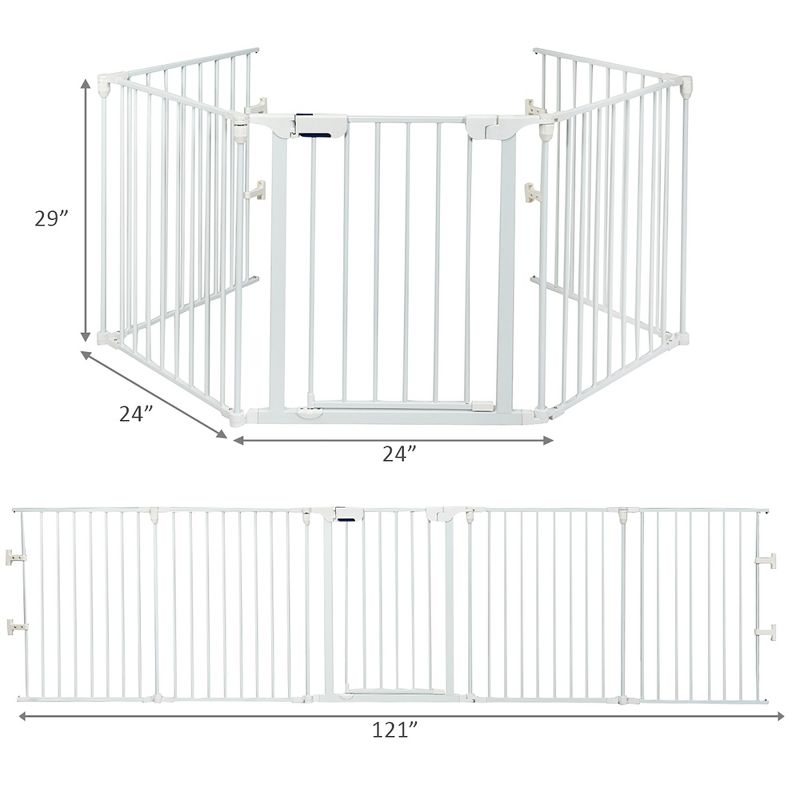 Costway Fireplace Fence Safety Fence Hearth Gate BBQ Metal Fire Gate Pet White, 3 of 11