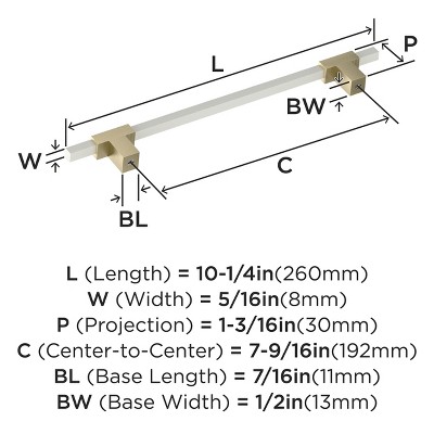 Amerock 7-9/16" Golden Champagne and White Bar Pull