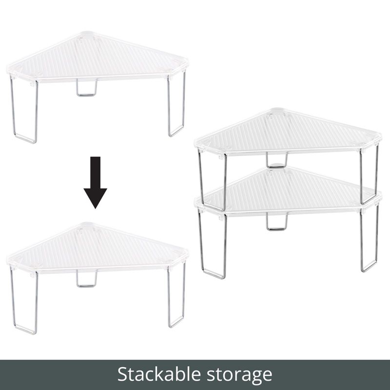 mDesign Plastic/Steel Corner Stackable Rack, Bathroom, 5 of 9