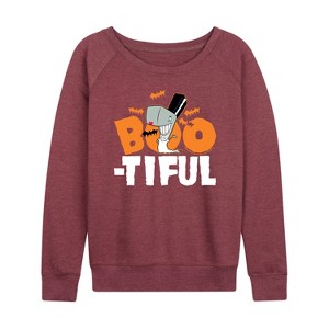 Women's - SpongeBob SquarePants - Boo-tiful Lightweight French Terry Wide Neck Long Sleeve Shirt - 1 of 4