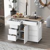 Rubberwood Countertop Kitchen Island, Kitchen Trolley with 5 Wheels, Spice Rack and 8 Drawers - ModernLuxe - 2 of 4