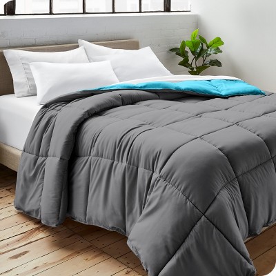 Twin Grey and Aqua Reversible Down Alternative Microfiber Comforter