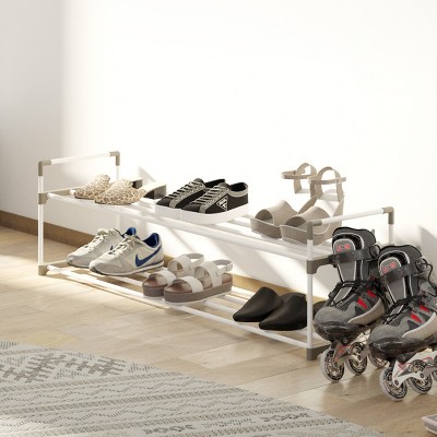 White 2-Tier Plastic Shoe Rack for 10 Pairs