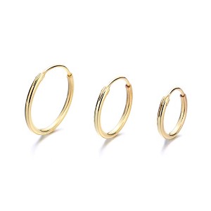 Amy and Annette 14K Gold over Sterling Silver Hoop Earrings Set of 3 Sizes - 1 of 4