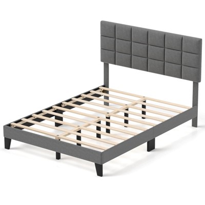 Safstar Queen Size Bed Frame Modern Linen Fabric Upholstered Platform Bed with Headboard