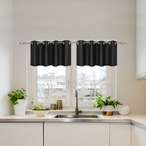 PiccoCasa Window Rod Pocket Valance Thermal Insulated Curtain Panels 2Pcs - 1 of 4