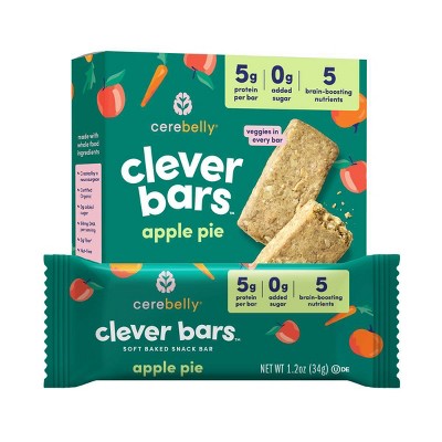Cerebelly Organic Clever Apple Pie Snack Bars - 5g Protein - 4.8oz/4ct