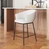 Zuo Modern Essen Counter Stool – 37"H Ivory Upholstered Seat in Textured Fabric with Black Steel Frame - 2 of 4