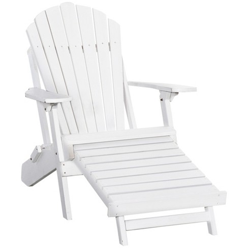 Garden Outdoor Patio Indoor Adirondack Chair with Footstool White Fir Hardwood 