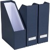 Bigso Viktoria Magazine Organizer - Magazine Holder for Paper and Manuals - File Organizer for Office Desks - 4in x 9.7in x 12.7in - 3 Pack - Blue - 2 of 4