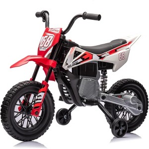 12V Kids Electric Dirt Bike with Training Wheels, 3mph Speed, Twist Throttle, Music, Ride On Motorcycle Toy for Toddlers - 1 of 4