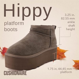 CUSHIONAIRE Hippy Women’s Platform Ankle Boots – Genuine Suede, Faux Fur Lining, Cozy Winter Slip-On Design, Comfortable Footwear - 1 of 4