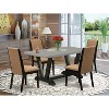 HomeStock 5-Piece Natural Oak Finish Solid Wood Top Dining Table with 4 Parson Chair - 2 of 4