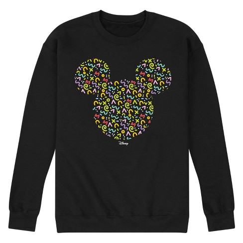 Men's - Disney - Mickey Head With Pattern Graphic Fleece Sweatshirt - image 1 of 4