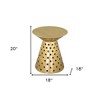 HomeRoots 20" Gold Iron Round Pedestal End Table - 3 of 4