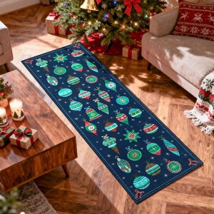 Christmas Living Room Rug Xmas Festive Decor Rug Washable Area Rug Soft Low Pile Non-Slip Area Rug for Bedroom - 1 of 4