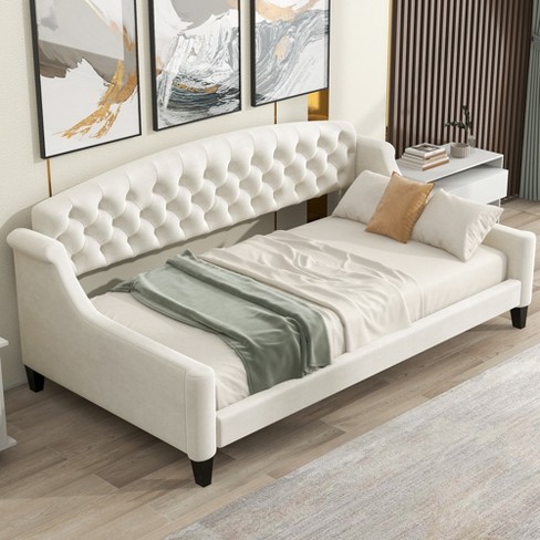 Twin Size Elegant Luxury Tufted Button Daybed, Beige - Modernluxe : Target