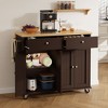 Celebalcony Rolling Kitchen Island Cart With Butcher Block Top – Portable Workstation With Storage Shelves, Locking Wheels - 3 of 3