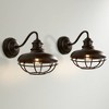 Franklin Iron Works Park Farmhouse Rustic Wall Light Sconces Set of 2 Oil Rubbed Bronze Hardwire 8 1/2" Fixture Gooseneck Arm Metal Cage for Bedroom - 2 of 4