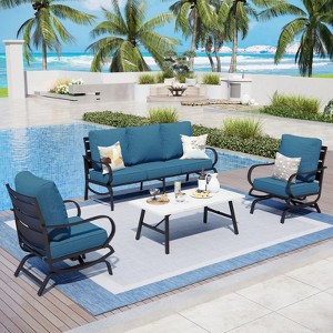 Captiva Designs 4 PCS Metal Patio Furniture Conversation Set with Rocking Armchairs for Garden Porch Backyard - 1 of 4