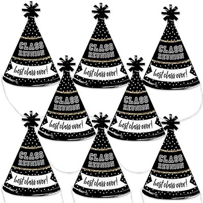 Big Dot of Happiness Reunited - Mini Cone School Class Reunion Party Hats - Small Little Party Hats - Set of 8