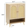 Nasitip 2 Door Natural Rattan 4-Tier Shoe Cabinet with Adjustable Shelves, Free Standing Shoe Rack with Opening Shelf for Entryway, Living Room - 2 of 4