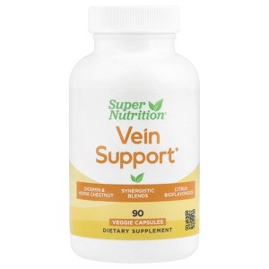 Super Nutrition Vein Support with Diosmin, Butcher's Broom, Horse Chestnut, Bioflavonoids and Enzymes, 90 Veggie Capsules - 1 of 4